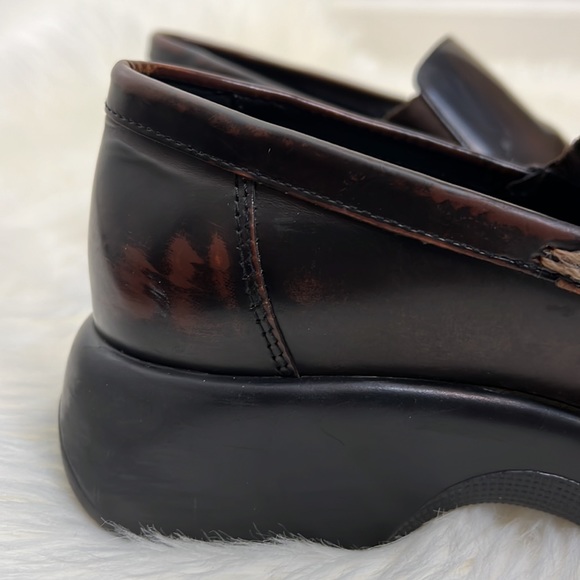 Dansko Shoes Burgundy Brown Leather Loafers Slip On Platform Comfort - Picture 9 of 10